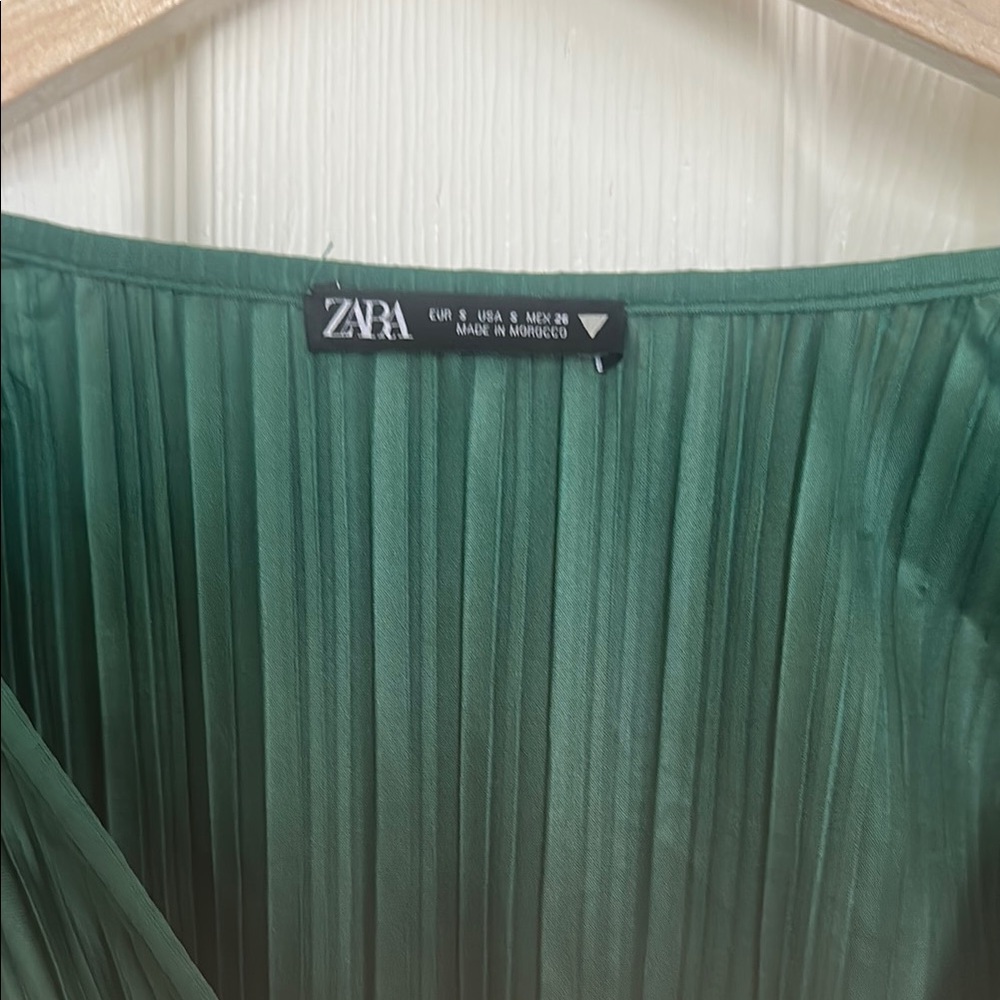 Zara Emerald Green Pleated Top